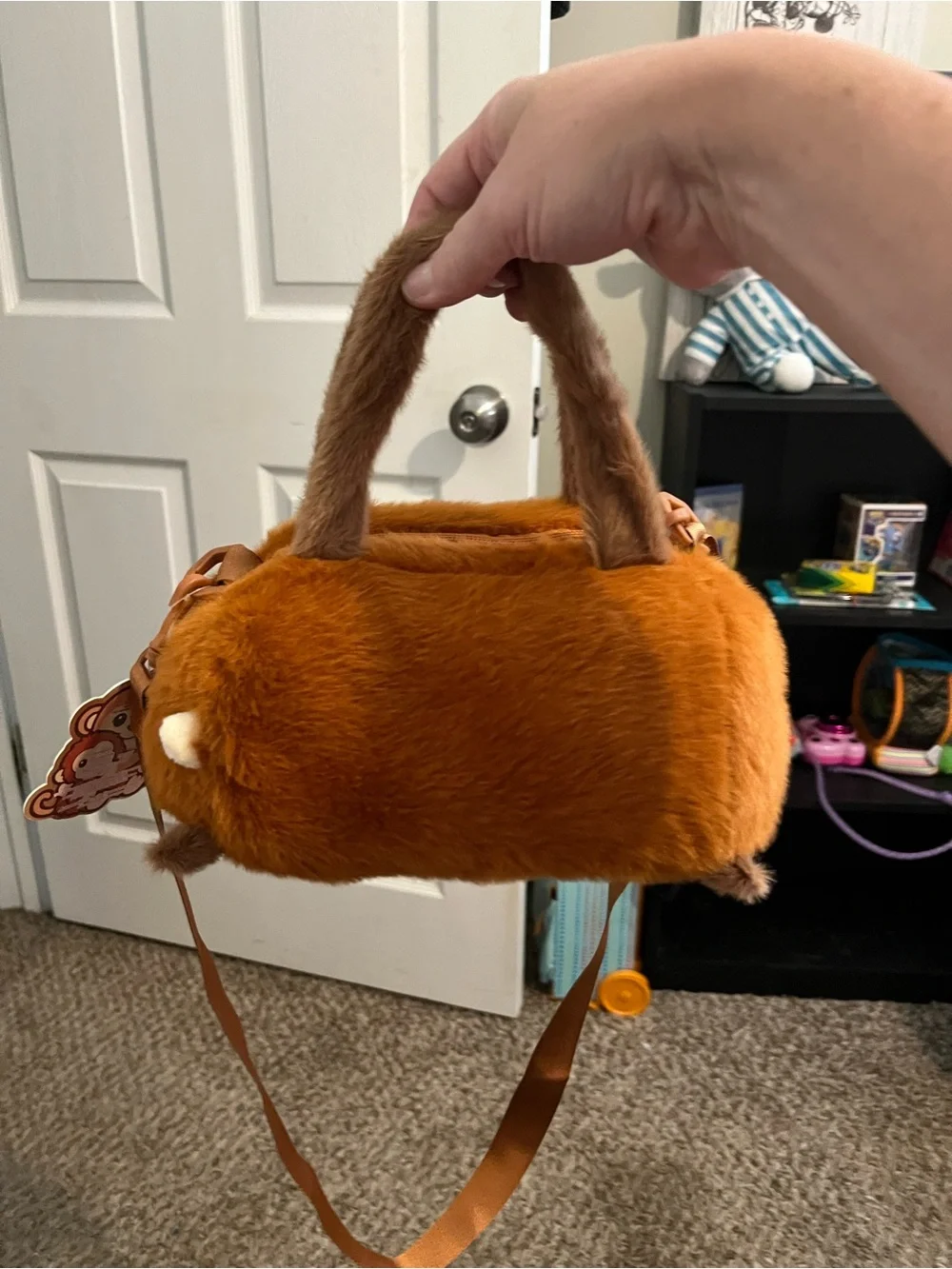 Plush Monkey Crossbody Bag in Brown for Kids